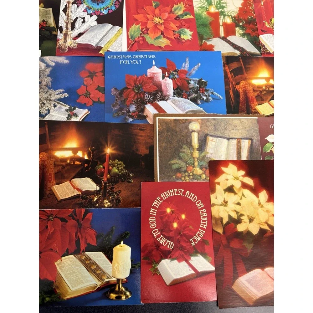 Vintage Christmas Cards Fronts ONLY Bibles Scrapbooking Decoupage Lot of 50+